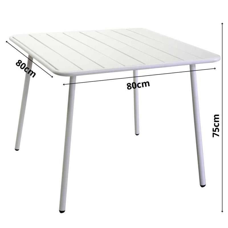 Tavolo metallo Rovigo bianco quadro cm 80x80h72