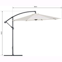 Ombrellone Tondo Da Giardino Decentrato a braccio 3 metri  Telo Ecrù 180 gr/mq