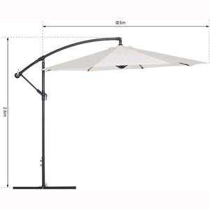 Ombrellone Tondo Da Giardino Decentrato a braccio 3 metri  Telo Ecrù 180 gr/mq