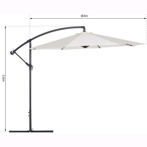 Ombrellone Tondo Da Giardino Decentrato a braccio 3 metri  Telo Ecrù 180 gr/mq