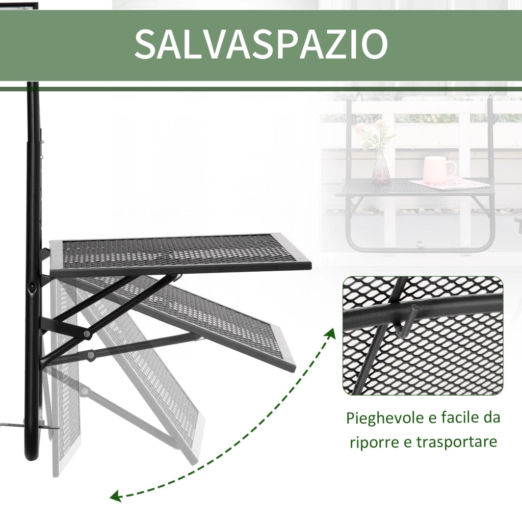 Tavolino Pieghevole Regolabile in Metallo ¨C Zephmum ¨C Nero 60x60x57-72cm