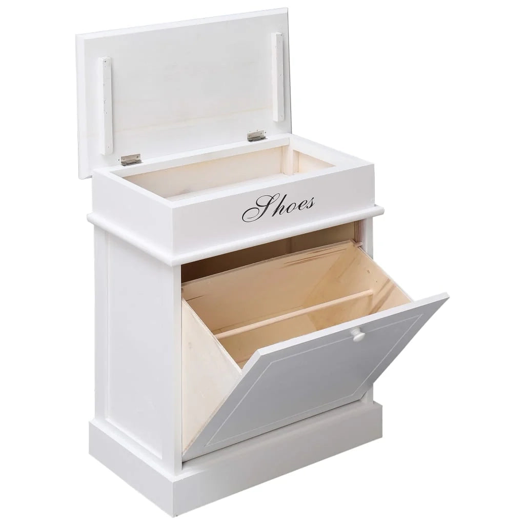 Scarpiera mobile contenitore per scarpe mobile per ingresso/corridoio/soggiorno 50 x 28 x 58 cm legno di Paulownia bianco 02_0021460