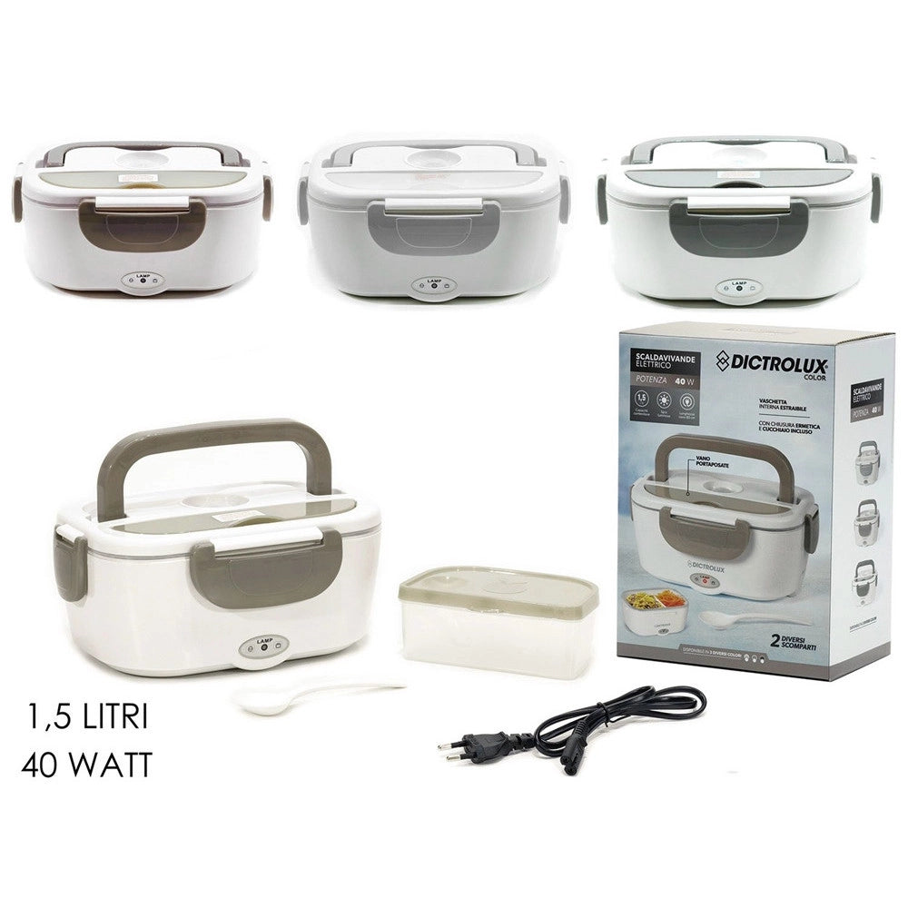Trade Shop - Scaldavivande Elettrico 40w Portatile Capacità 1,5lt 2 Scomparti Vaschette Estraibili -