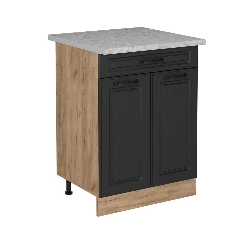 Mobiletto base per cucina R-Line Antracite rustico/Rovere dorato 60 cm PL Marmo Vicco