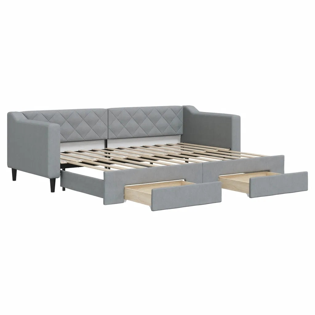 Divano Letto Estraibile Cassetti-Sofa Letto-Daybed Grigio Chiaro 80x200cm Tessuto 164433