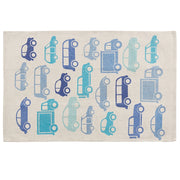 Tappeto per bambini Tessuto di cotone blu e bianco 60 x 90 cm Decorazioni per camerette rettangolari con motivo auto