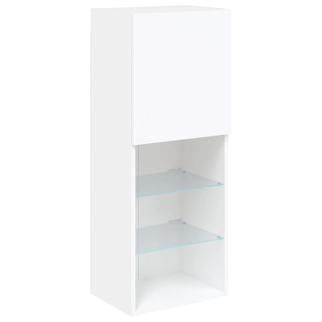 Mobili TV a Muro con LED 4pz Bianchi in Legno Multistrato 3216647