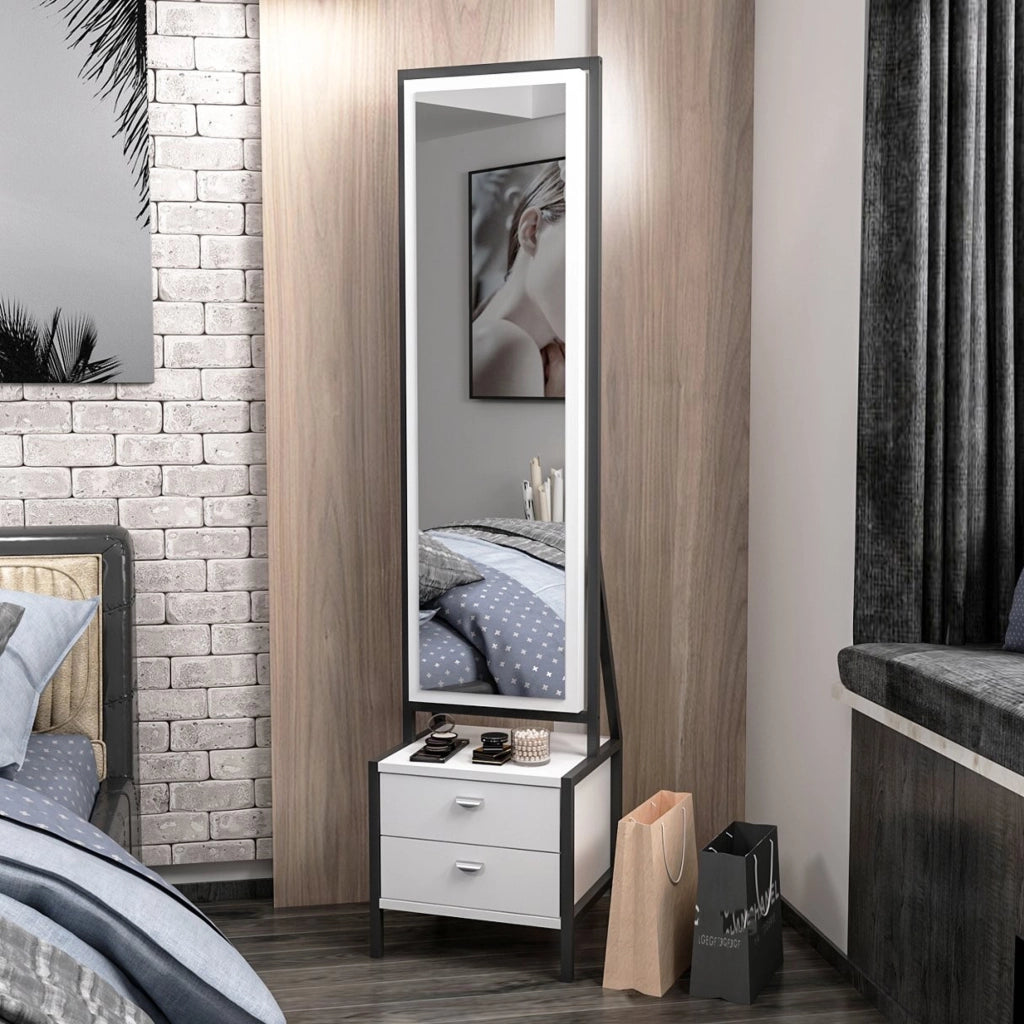 Mobile da Trucco Sicamino, Toeletta Specchio Incluso, 41x35x170h cm Bianco