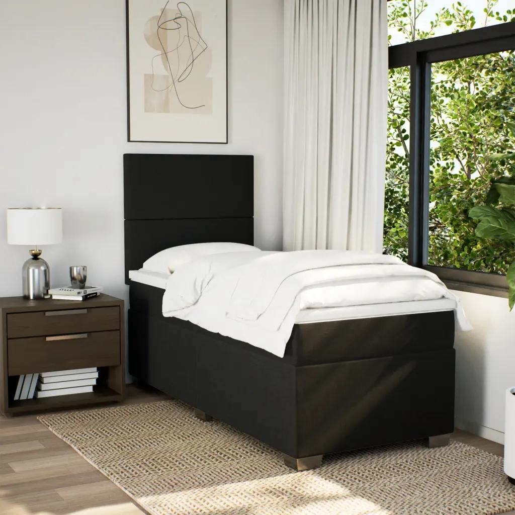Giroletto a Molle con Materasso Nero 100x200 cm in Tessuto 3290394