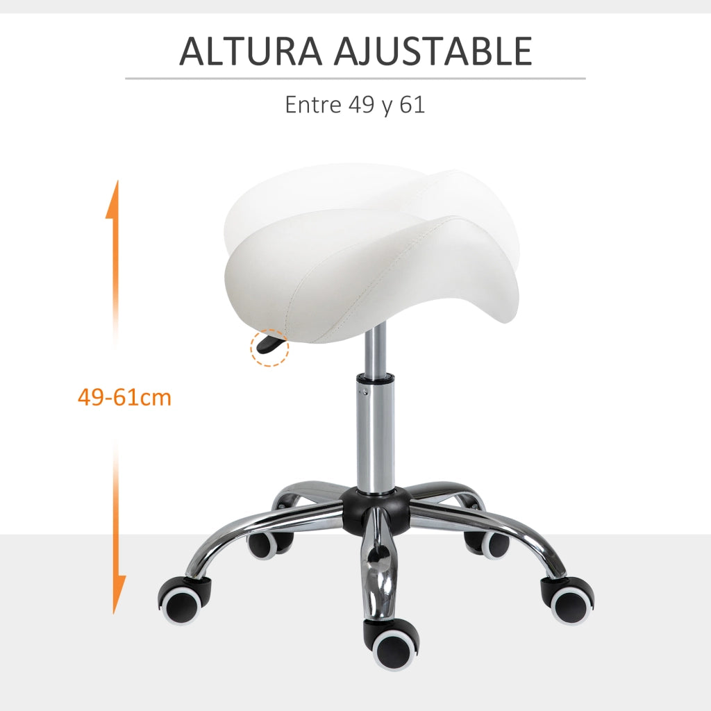 Sgabello girevole con ruote ¨C Xylo ¨C Altezza regolabile 49-61cm bianco