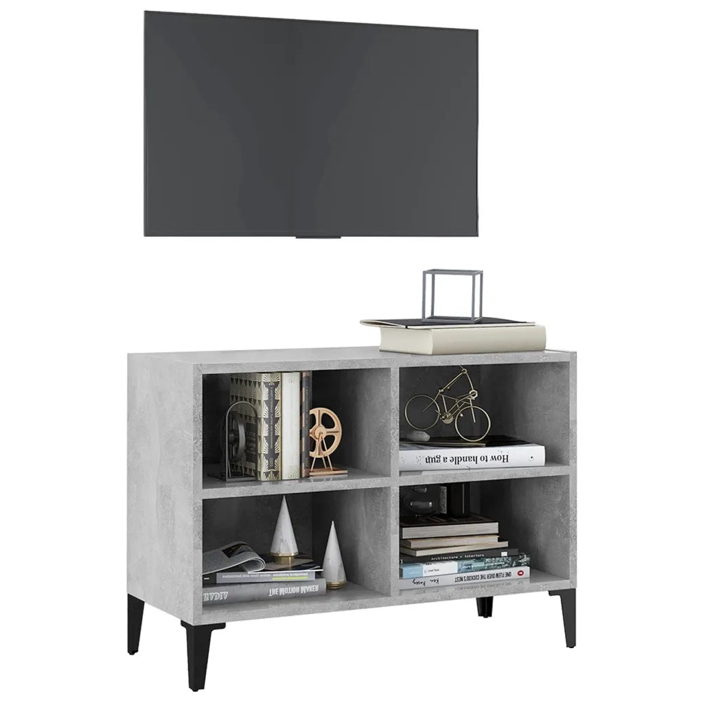 Mobile TV con Gambe in Metallo Grigio Cemento 69,5x30x50 cm 805936