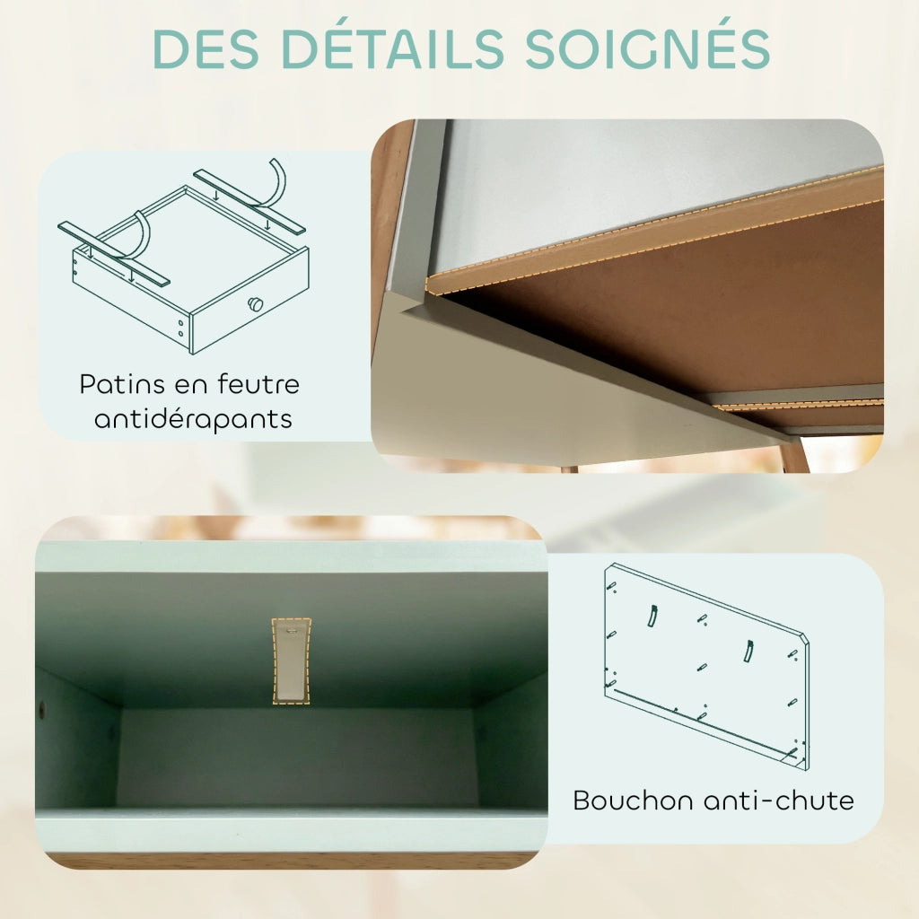 Scrivania per bambini con cassetti e ripiani ¨C zephmum ¨C legno, verde, 90x52x105cm