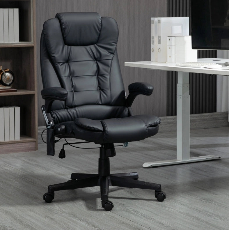 Poltrona da ufficio ergonomica con massaggio, nera