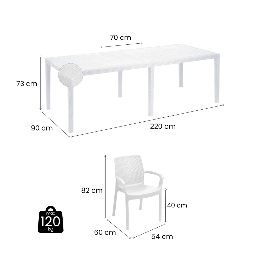 Set tavolo e sedie Cortanze, Salottino indoor, Tavolo rettangolare allungabile con 4 sedie con braccioli, Made in Italy, Bianco