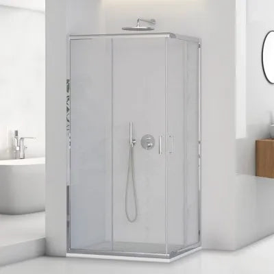 Box doccia angolare 70x100 cm doppio scorrevole vetro trasparente  Tay