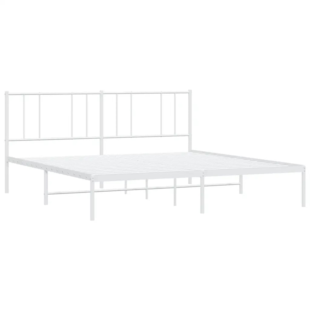 Giroletto con Testiera-Struttura Letto con testiera Metallo Bianco 200x200 cm 961237