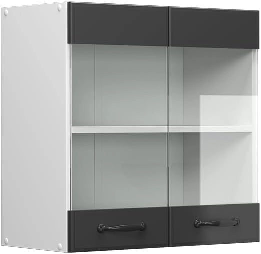 Frontale cucina R-Line, Antracite casa di campagna, 59.2 x 59 cm frontale del mobile per pensile con vetro