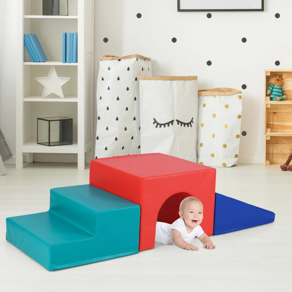 Set di blocchi in schiuma per arrampicarsi e gattonare per Bambini, Set di giocattoli morbidi da interno per bambini Rosso-Giocattoli educativi