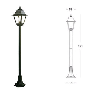 Lampione da Terra per Giardino con Lanterna e Palo da 121 cm in alluminio e Vetro IP43