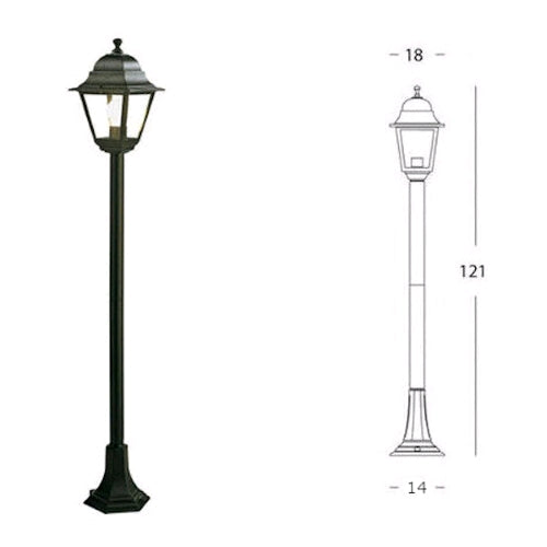 Lampione da Terra per Giardino con Lanterna e Palo da 121 cm in alluminio e Vetro IP43