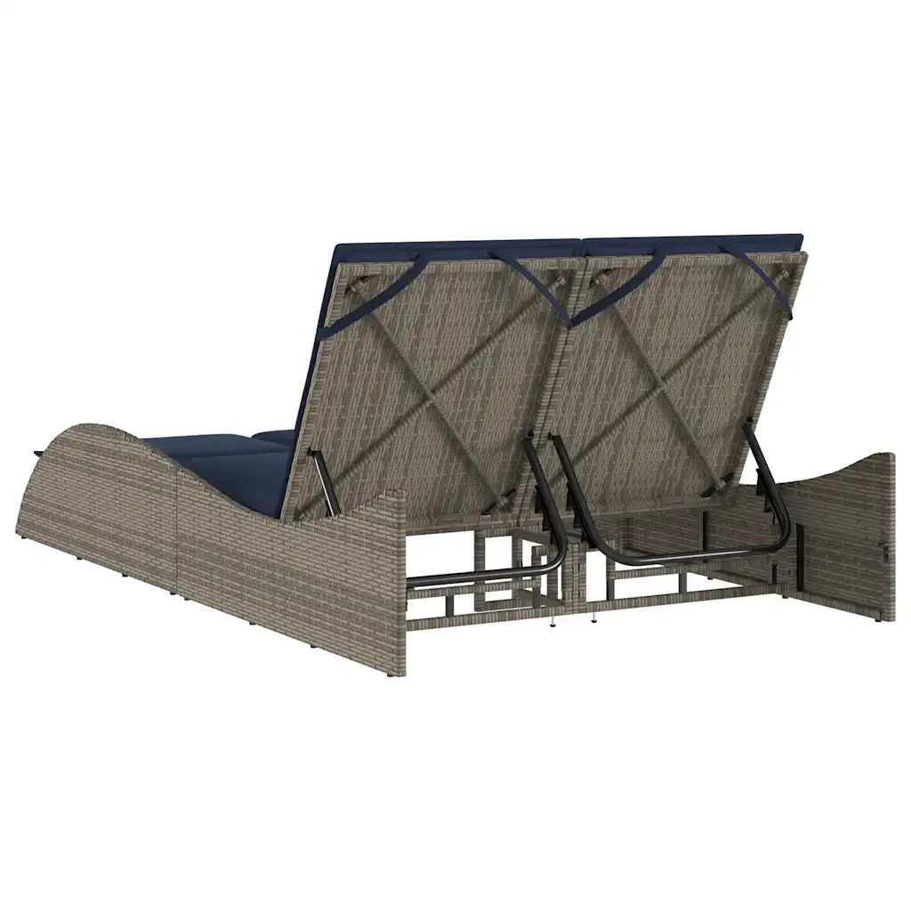 Lettino Prendisole con Cuscini Grigio 114x205x73 cm in Polyrattan 368293