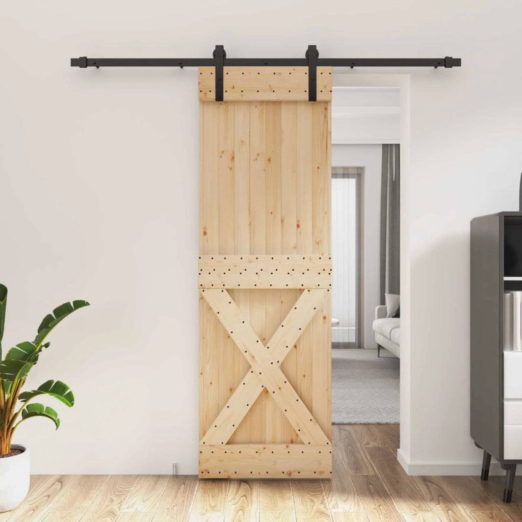 Porta scorrevole Naturale e Nero 70 x 210 cm 3444923