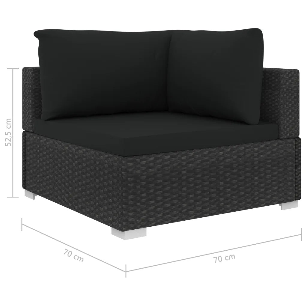Set Divani da Giardino 4 pz con Cuscini in Polyrattan Nero cod mxl 35159