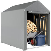 Capanno Attrezzi Tenda Garage con Copertura Anti UV e Telaio in Metallo, 120x179x165cm, Grigio Chiaro
