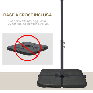 Ombrellone da Giardino Decentrato 294x193 cm con Base a Croce Marrone