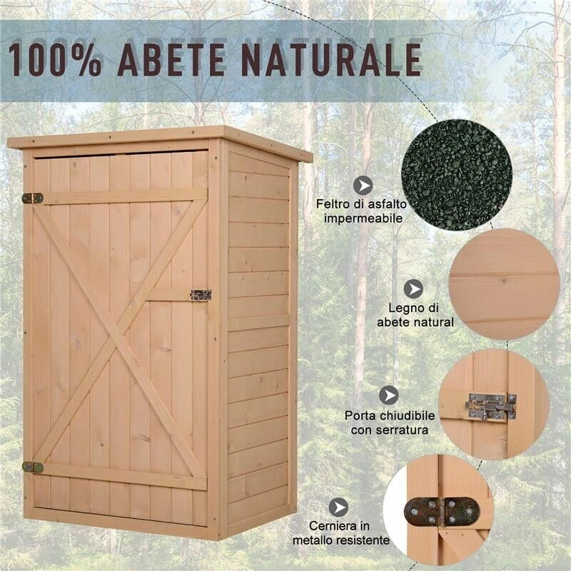 CAPANNO PORTA ATTREZZI DA ESTERNO IN LEGNO DI ABETE 75 X 56 X 115 CM