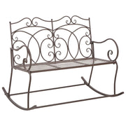 Panca da giardino mobili da esterno per patio terrazza 104 x 83 x 89 cm ferro marrone anticato 02_0011149