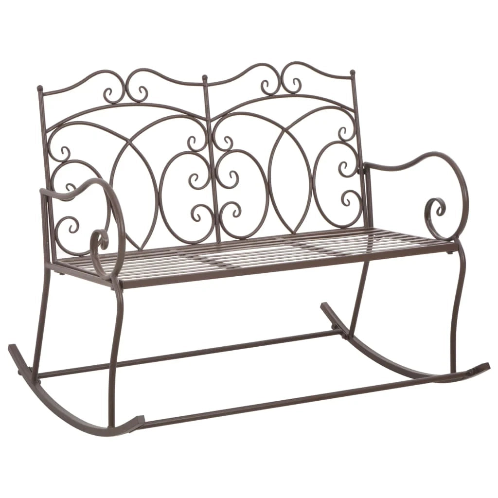 Panca da giardino mobili da esterno per patio terrazza 104 x 83 x 89 cm ferro marrone anticato 02_0011149
