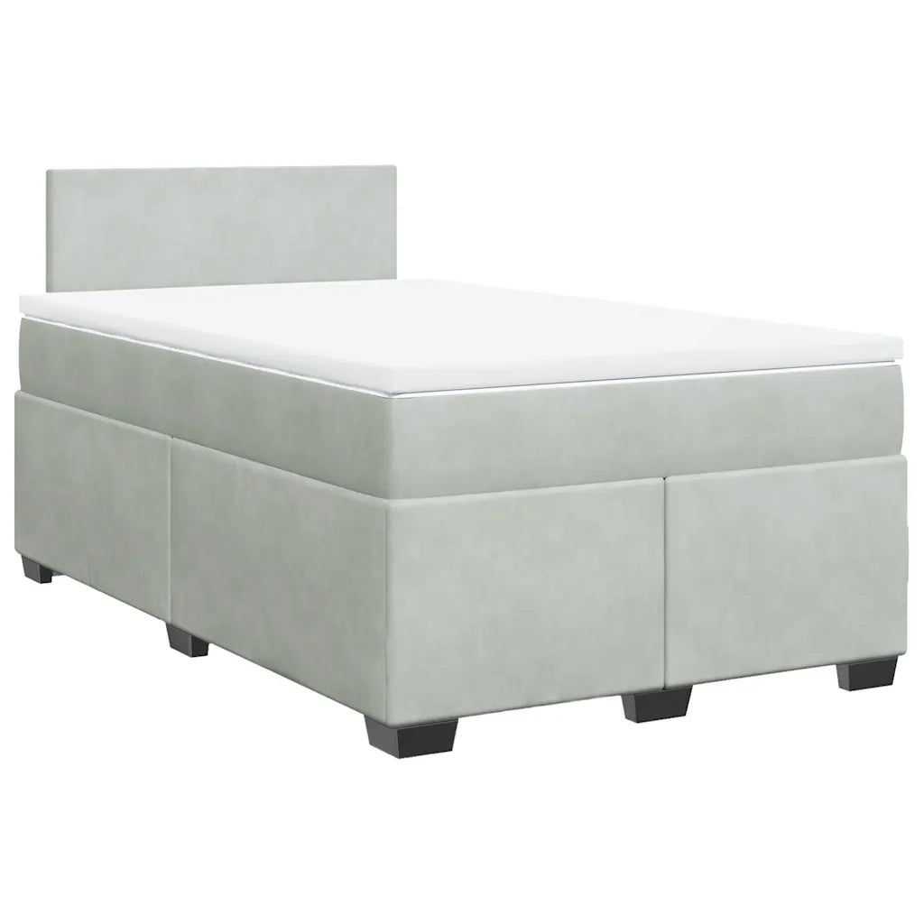 vidaXL Giroletto a Molle con Materasso Grigio Chiaro 120x190cm Velluto