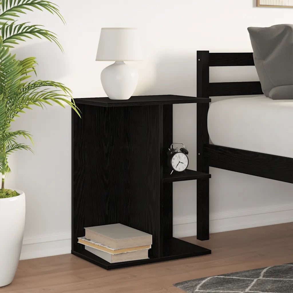 Comodino | Armadio da Notte | Mobiletto da notte Rovere Nero 40,5x31x60 cm in Legno Multistrato