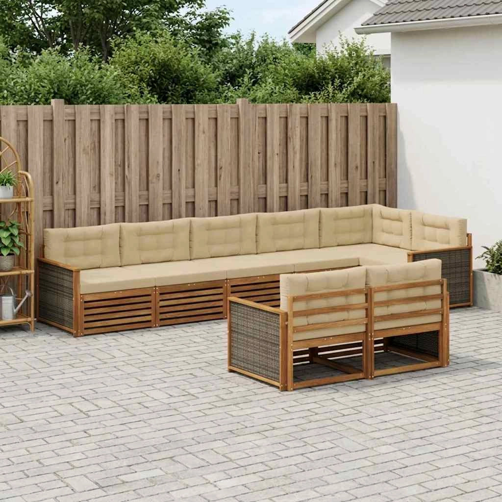 Set di divani da esterno 8 pz Naturale e Beige 3383501