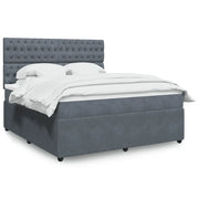 Giroletto a Molle con Materasso Grigio Scuro 180x200 cm Velluto