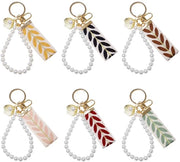 Hanger per chiavi 6 pezzi - Multicolore - Perle di vetro - Donna - Chiavi per auto - Hanger per borsa - 7,5 cm Lunghezza cinghia - Anello per chiavi