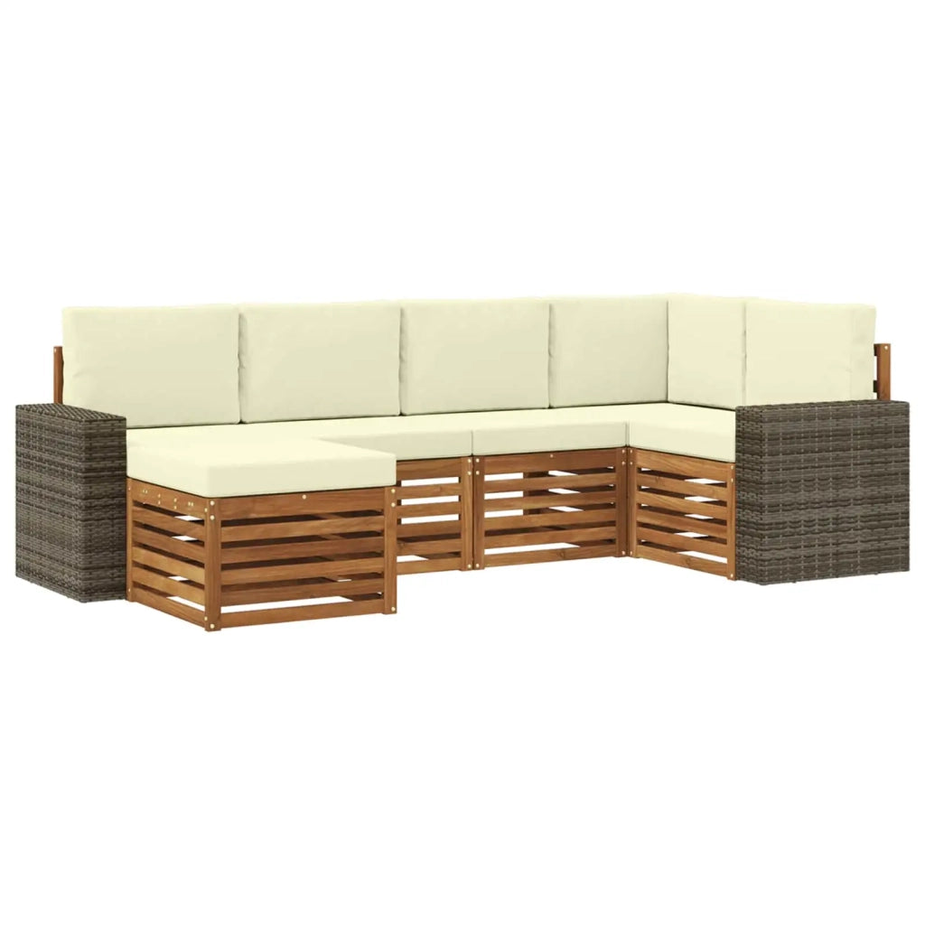 Set di divani da esterno 6 pz Naturale e Crema Poliestere 3384576