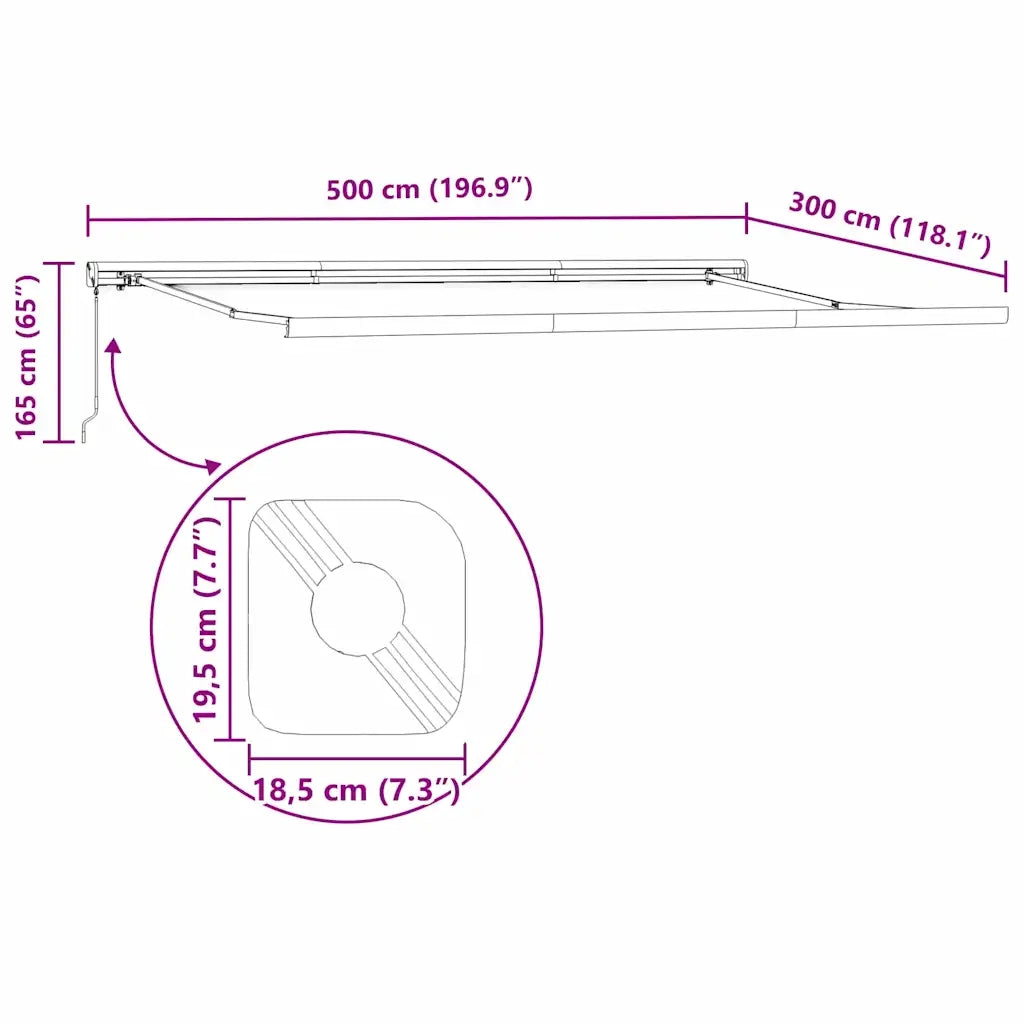 Tenda da Sole Antracite 5 x 3 m Metallo 145709