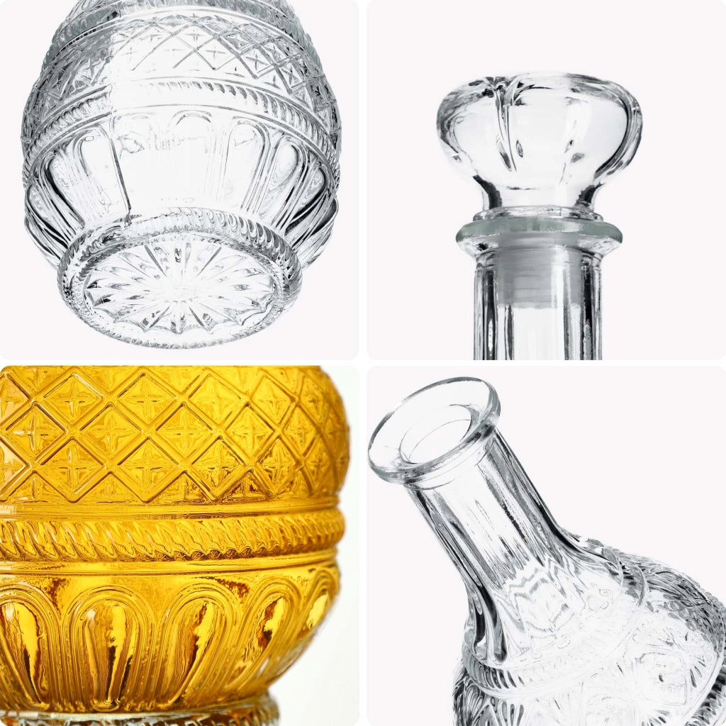 Caraffa per whisky KADAX, bottiglia in vetro cristallo da 1 litro con tappo di sughero, 2 pezzi