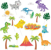 Decorazioni per torta e cupcake - Dinosauri 22 pezzi - Decorazioni per torta e cupcake - Tema giungla - Festa di compleanno - Disegni divertenti di dinosauri