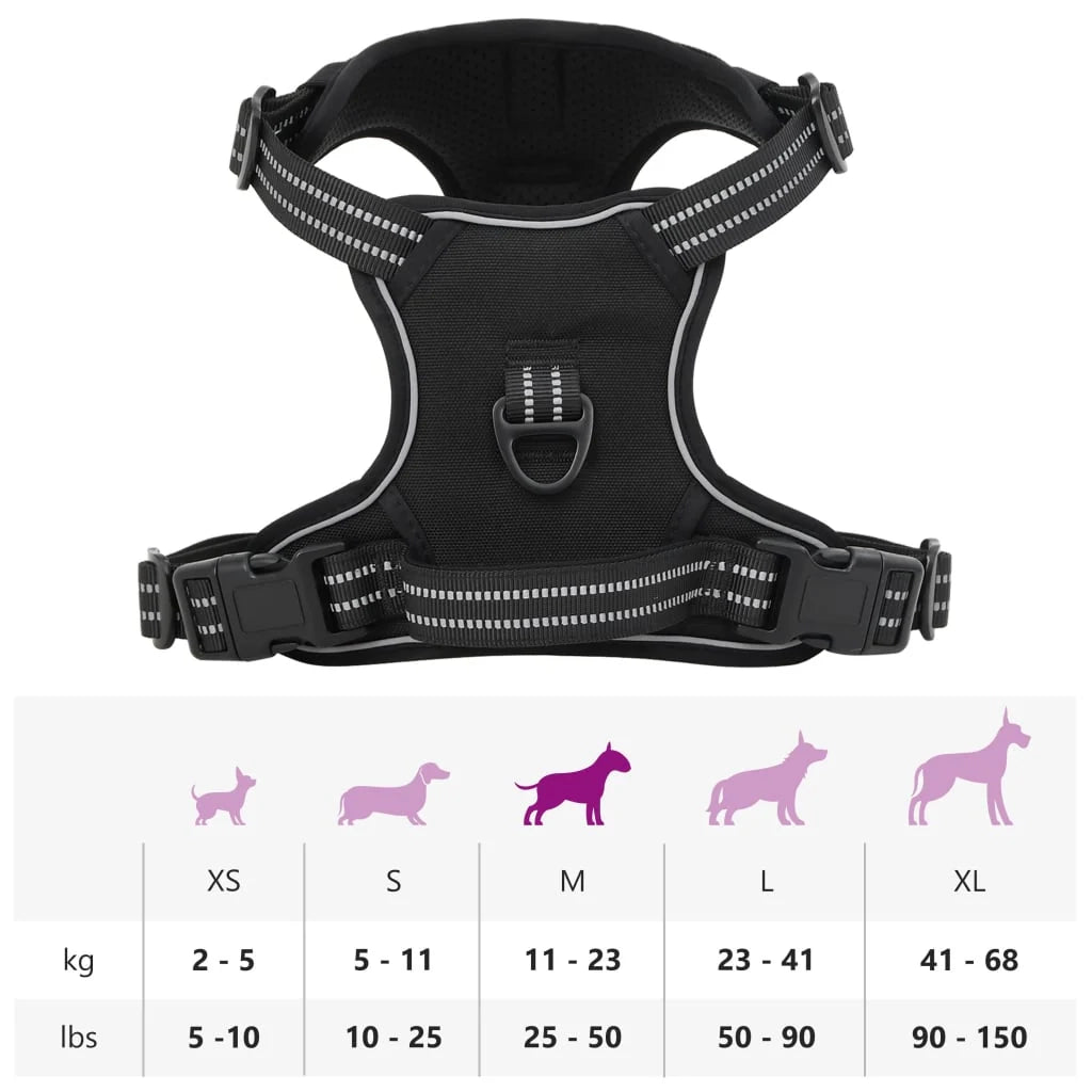 Pettorina per cani con strisce riflettenti regolabili Nero 02_0042312