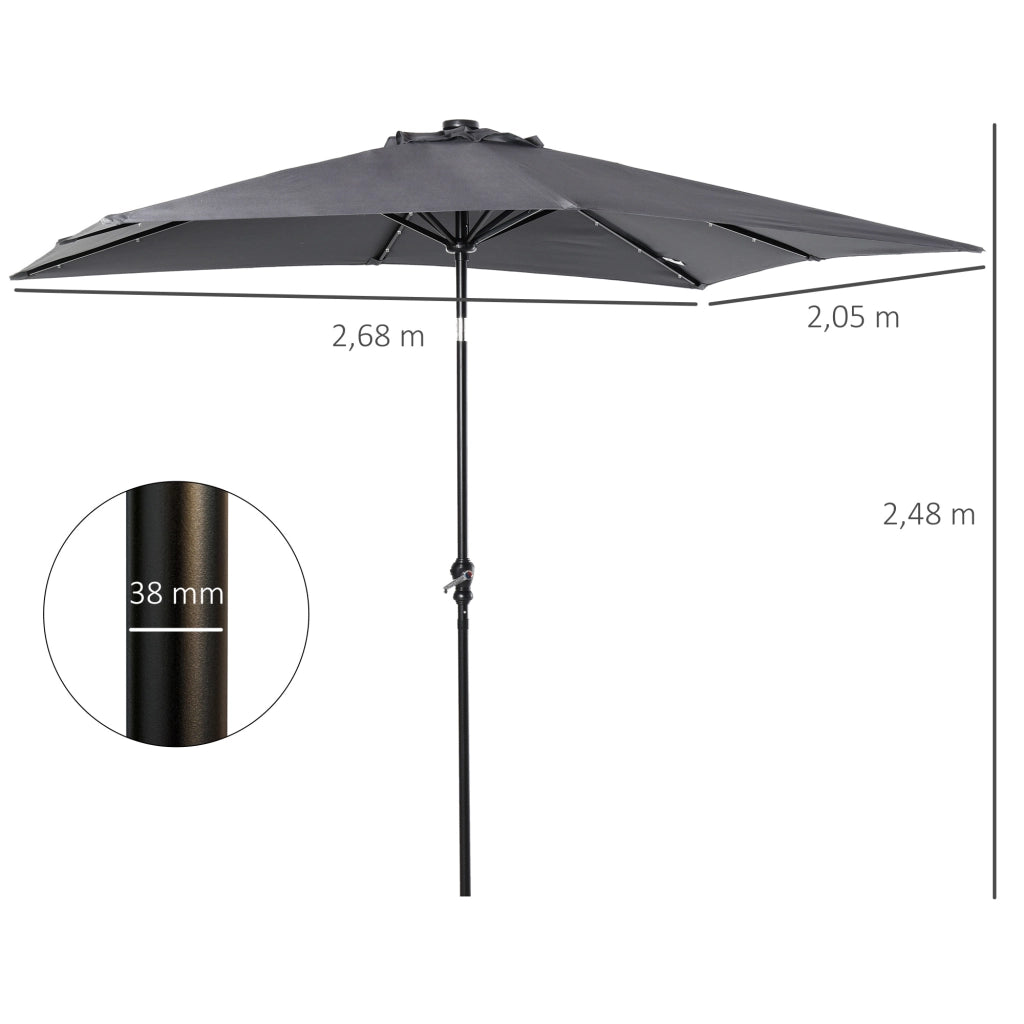 Parasole rettangolare da giardino 3x2m ¨C zephmum ¨C grigio inclinabile con LED solare