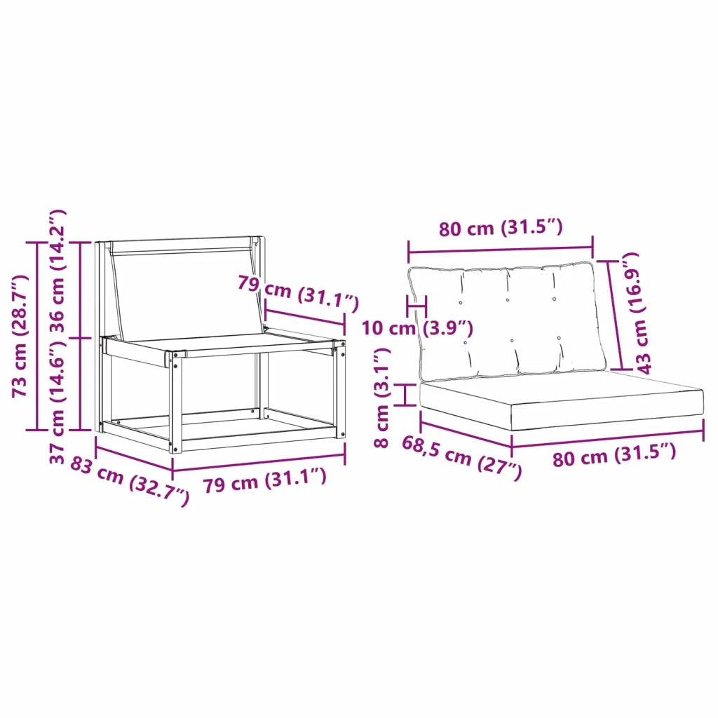 Set di divani da esterno-Sofa da giardino Legno di Acacia Massello e Textilene 128022