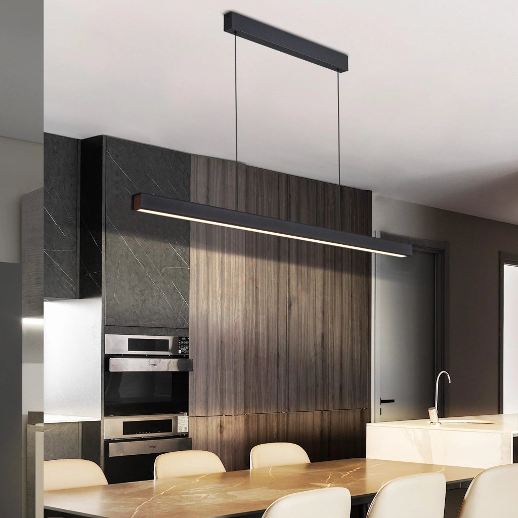 Lampada a sospensione ZMH sala da pranzo 148 CM lampada a sospensione lineare nera 37W dimmerabile cucina