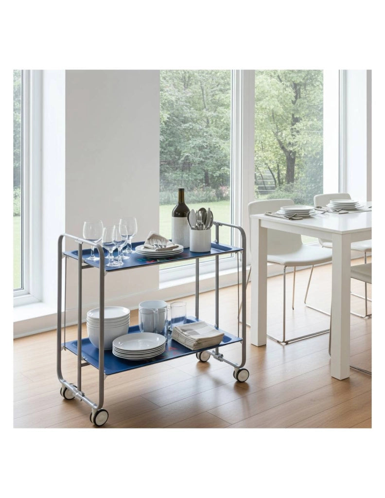 Carrello da cucina pieghevole grigio con ruote BAUHAUS 2 ripiani