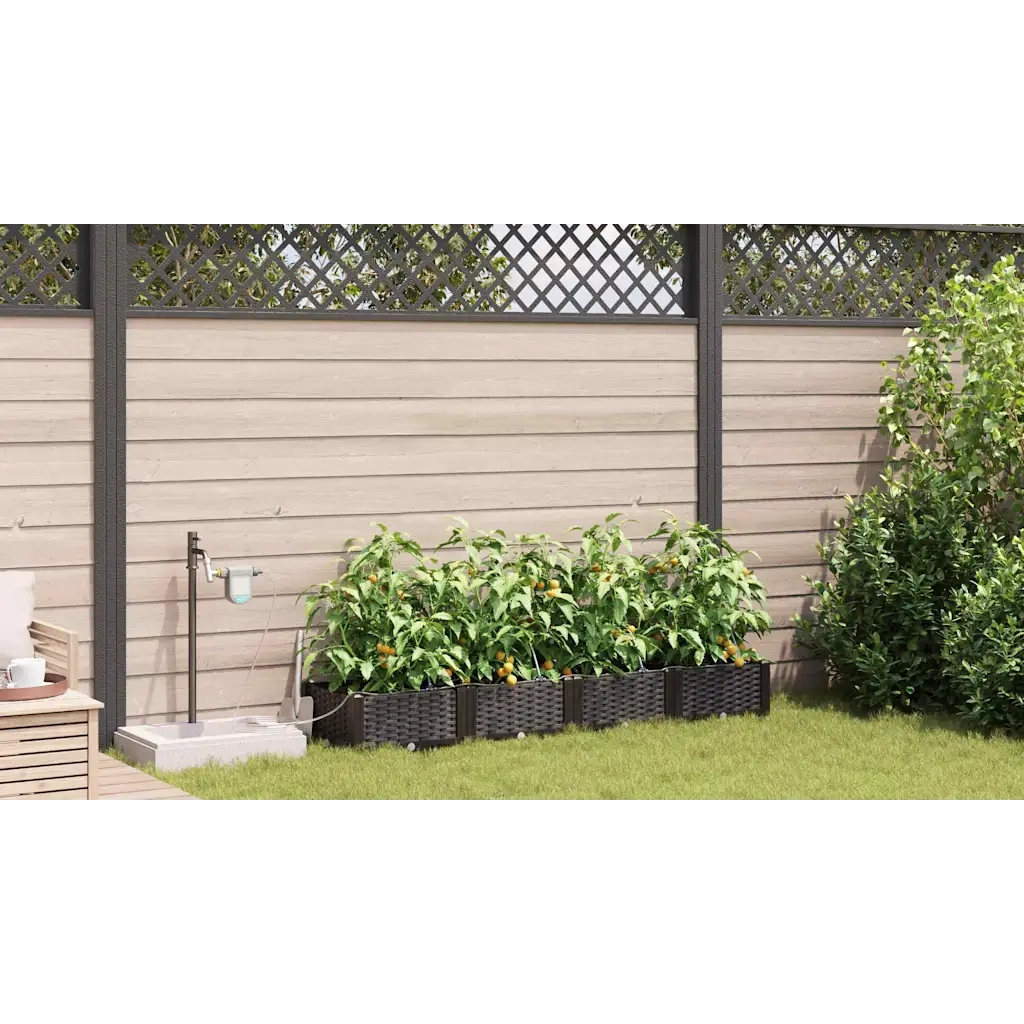 Vaso da giardino 4 pcs Marrone Plastica 42002821