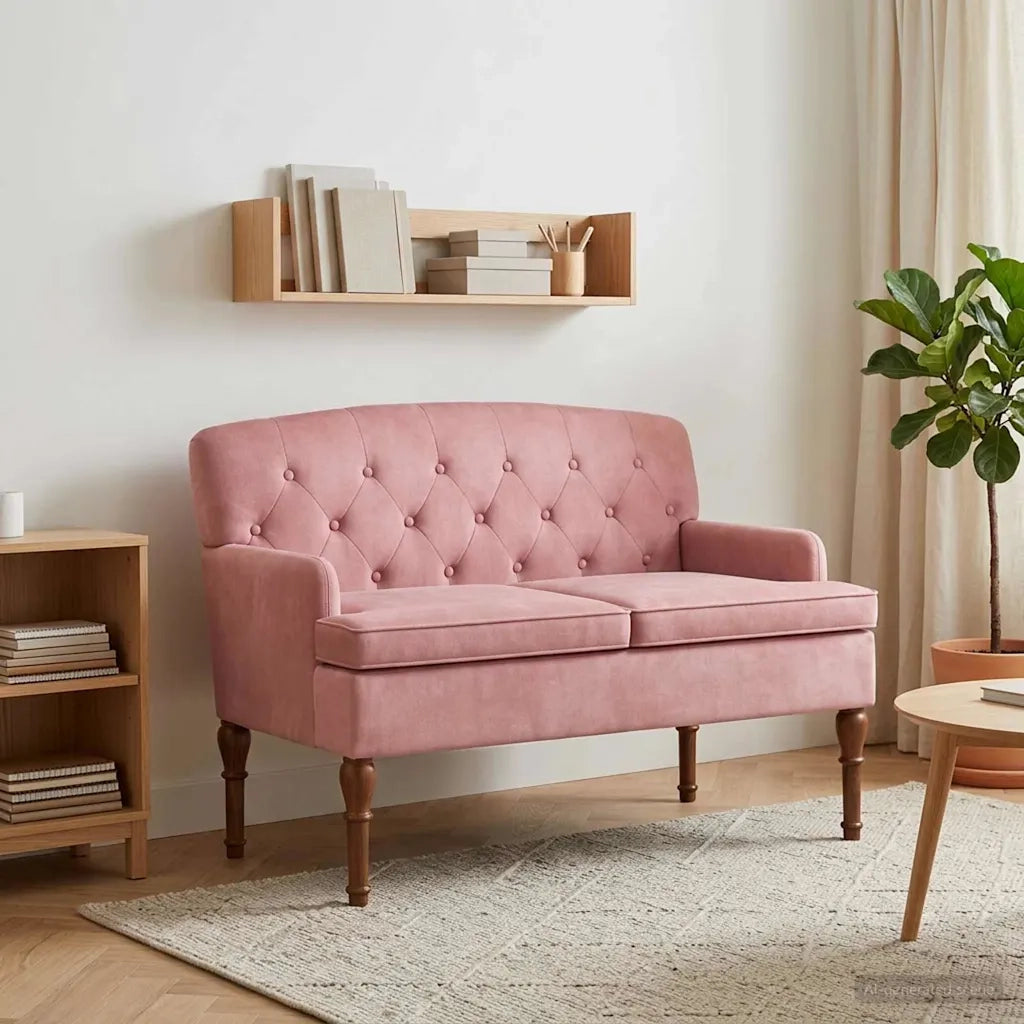 Loveseat con bottoni imbottiti Rosa 111 x 65 x 79 cm Velluto 42041847