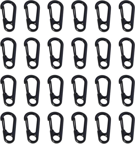 Set di 20 ganci da karabiner per passeggio, campeggio, viaggio - clip di fissaggio in alluminio miniatura.