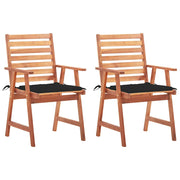 Sedie da Pranzo da Esterni con Cuscini 2 pz Massello di Acacia cod mxl 76009